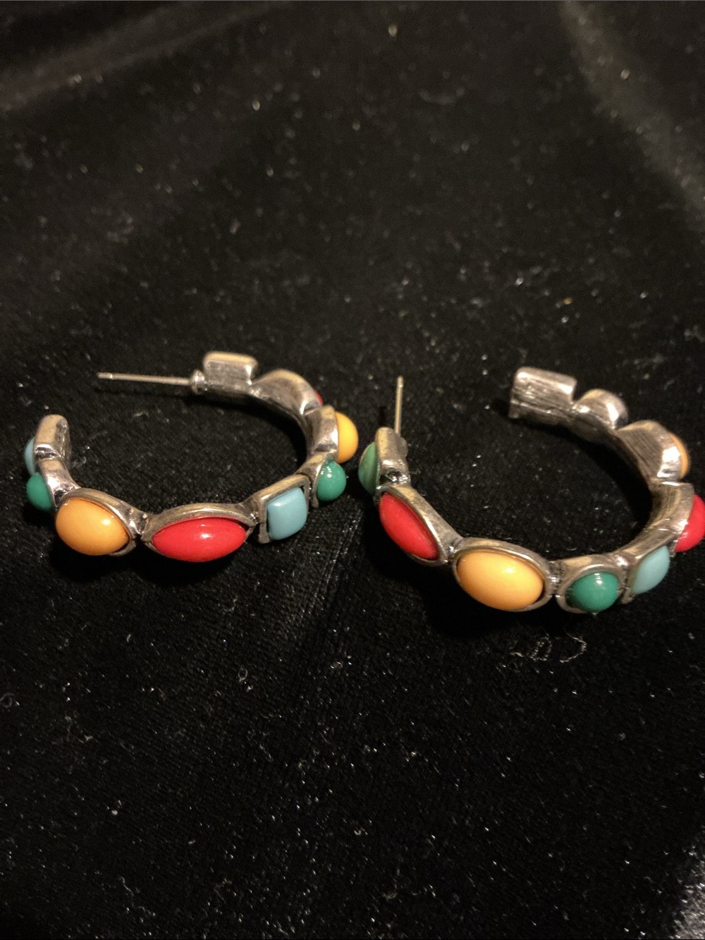 Multicolor Stone Hoop Earrings - Women Jewelry
